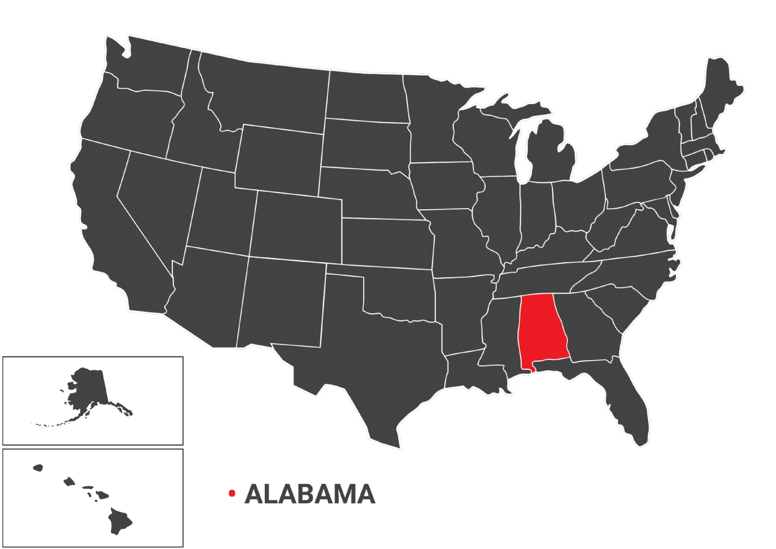 نقشه جغرافیایی ایالت alabama