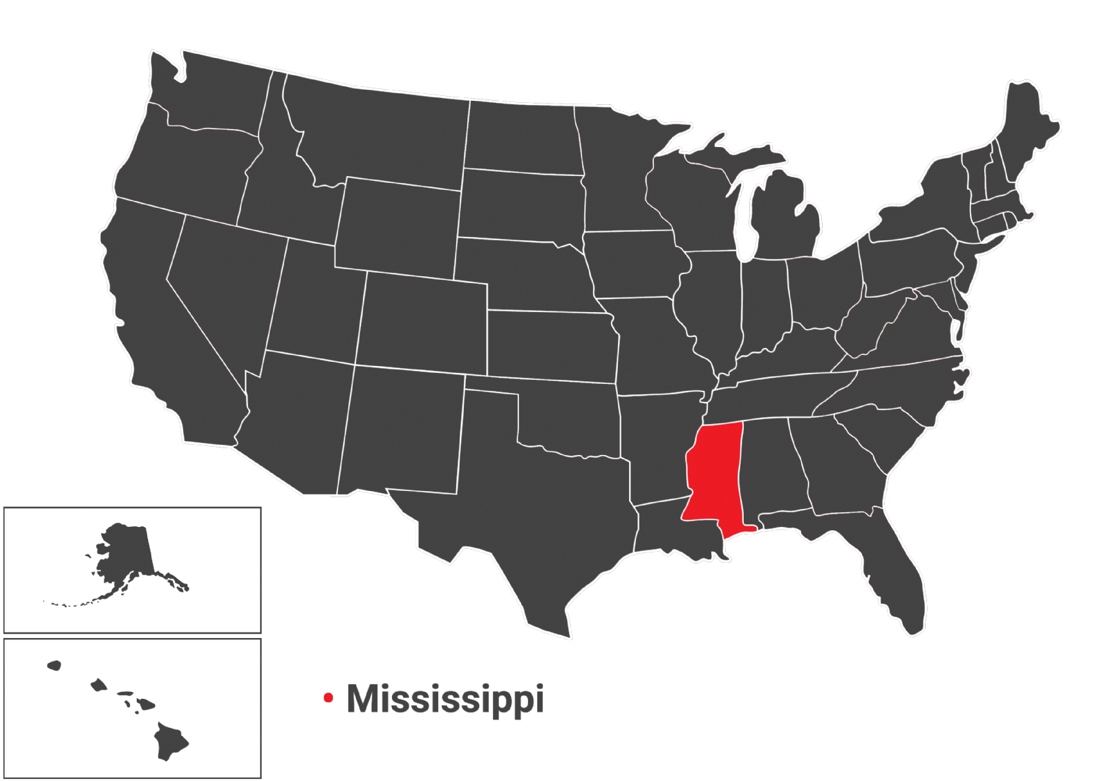 نقشه ایالت Mississippi