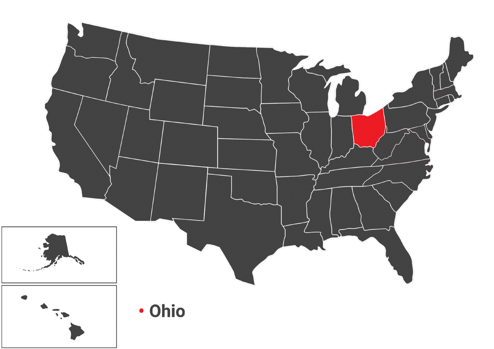 نقشه جغرافیایی ایالت OHIO