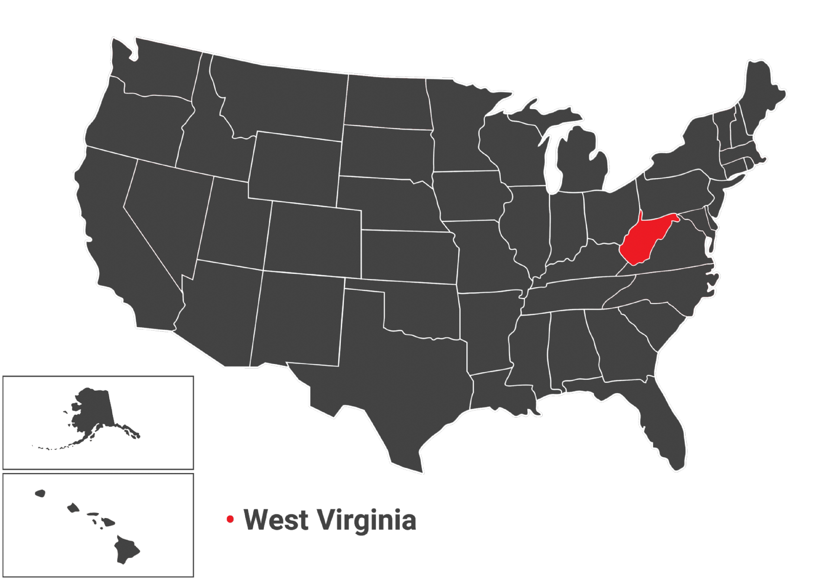 نقشه جغرافیایی ایالت WEST VIRGINIA