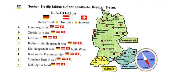 شهرها را در نقشه جستجو کنید. ضربدر بزنید آموزش زبان المانی